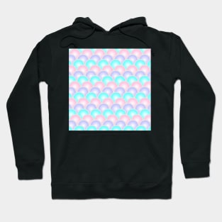 Kawaii 1980s cute bubble gum pink turquoise fishscale mermaid Hoodie